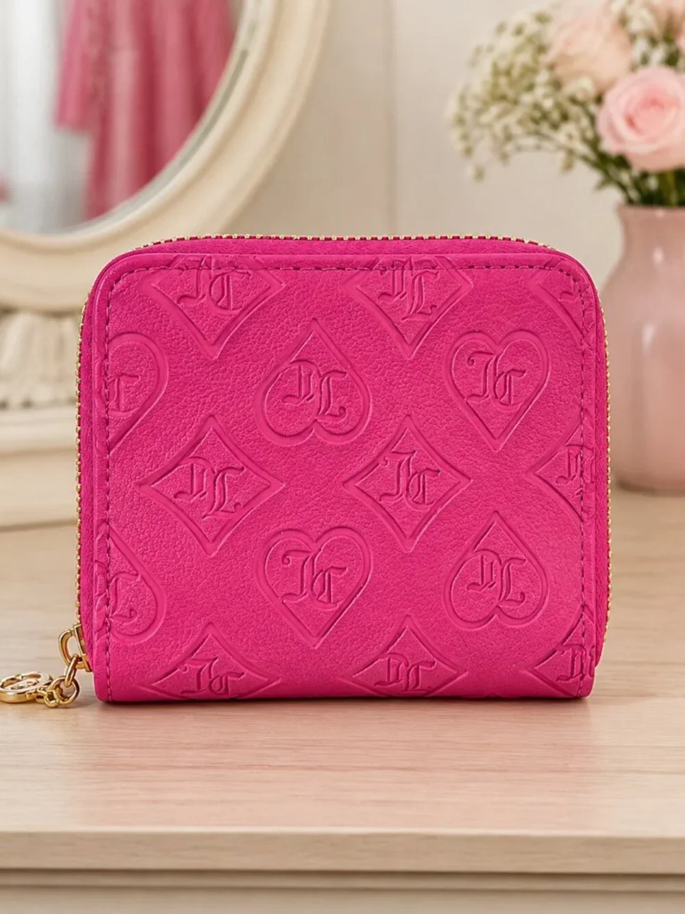 Juicy Couture Glitzed Out Babe Pink Jeweled Heart Wallet NWT
